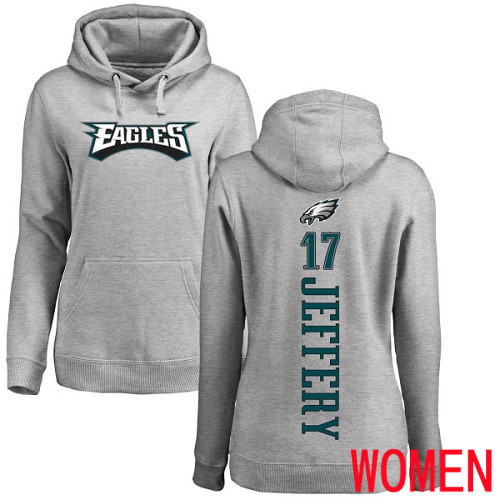 Women Philadelphia Eagles #17 Alshon Jeffery Ash Backer NFL Pullover Hoodie Sweatshirts->nfl t-shirts->Sports Accessory